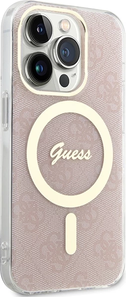 Mbështjellës Guess IML 4G MagSafe për iPhone 15 Pro, Rozë