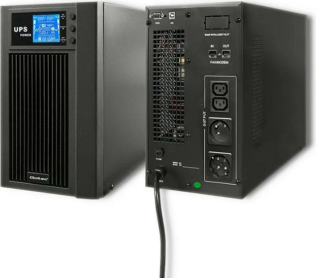Kasë UPS Qoltec 53043, online, 3KVA, 2.4kW, LCD, USB, e zezë