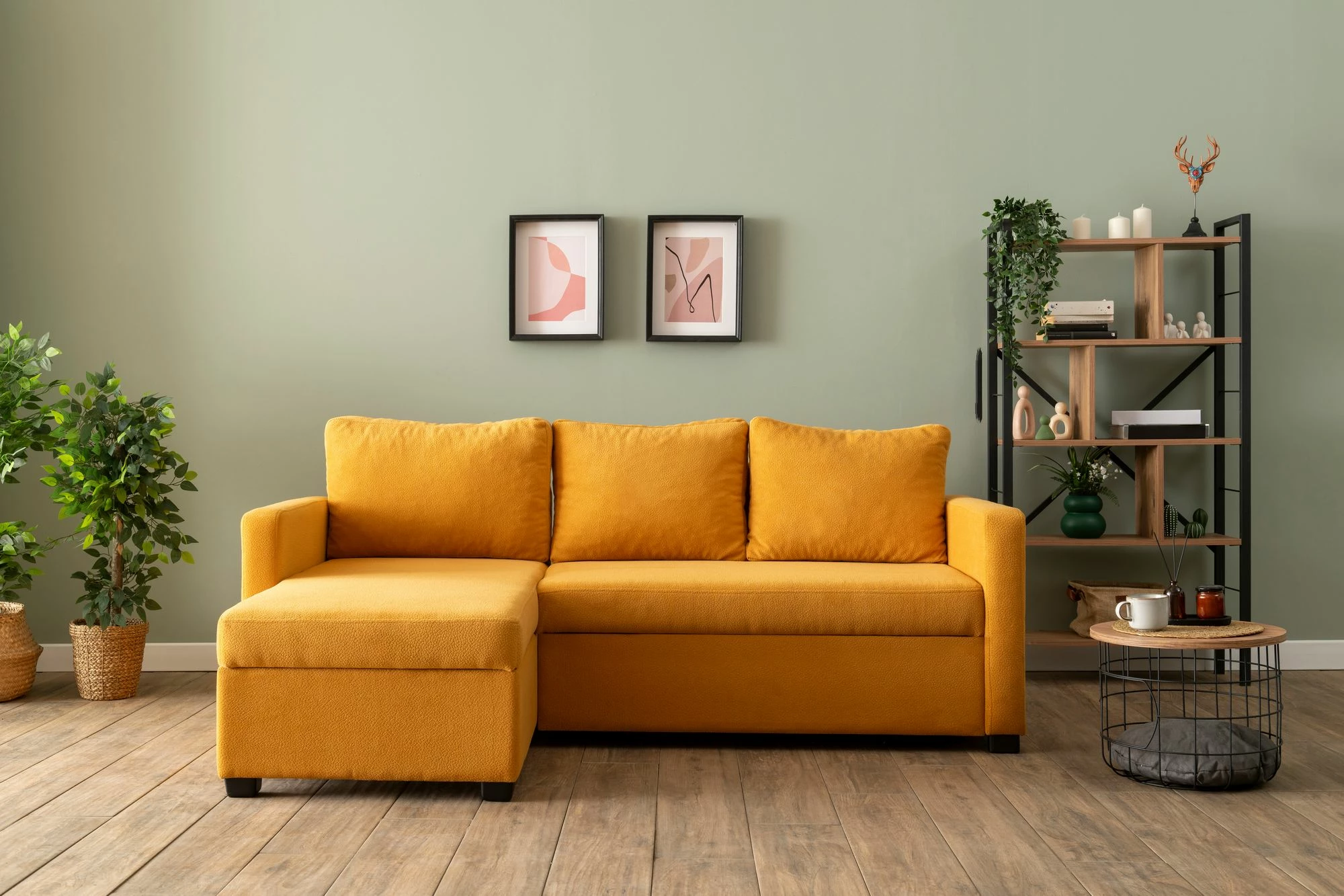 Kënd-sofë krevati, ngjyrë mustard, Atelier del Sofa, Kado
