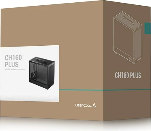 Kasë DeepCool CH160 PLUS Small Form Factor, xham i temperuar, e zezë