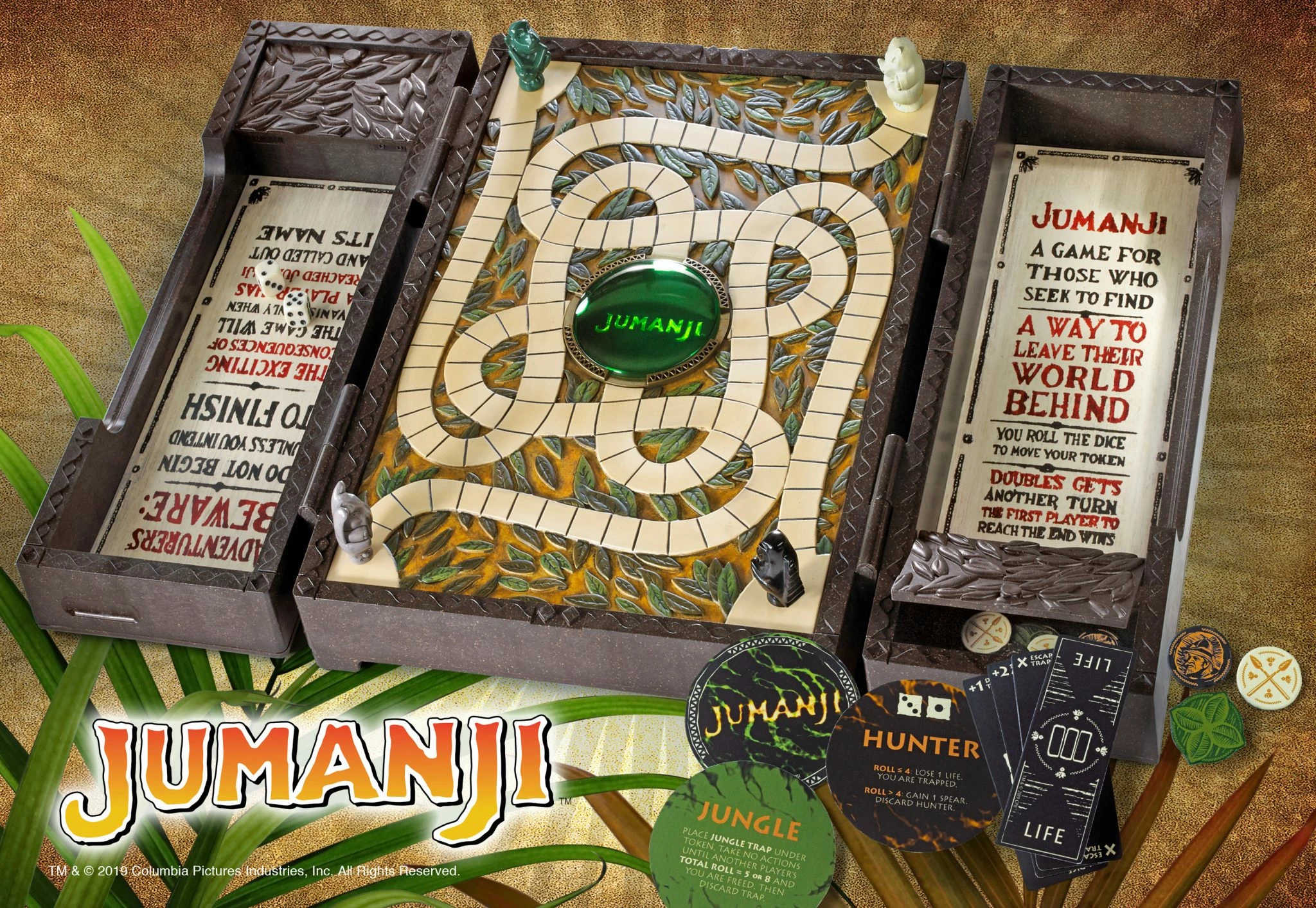 Lojë tavoline NOBLE COLLECTION Jumanji Collector's Replica, 16 x 11 x 4 cm, set me toteme, zare dhe karta, për 2-4 lojtarë, 14+