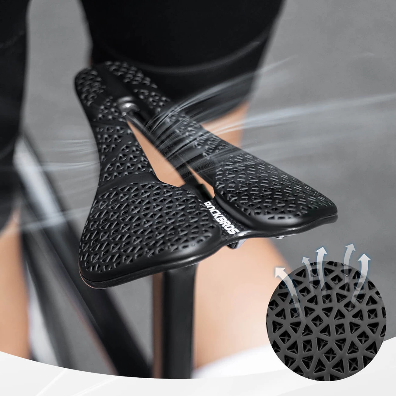 Shalë biçiklete Rockbros LF0214 3D anatomike waterproof me prerje qendrore, kornizë fibër karboni, e zezë