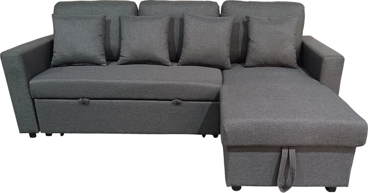 Divan qoshe me shtrat, me depo, i kthyeshëm, ngjyrë gri, Sorno, 224x146x90cm