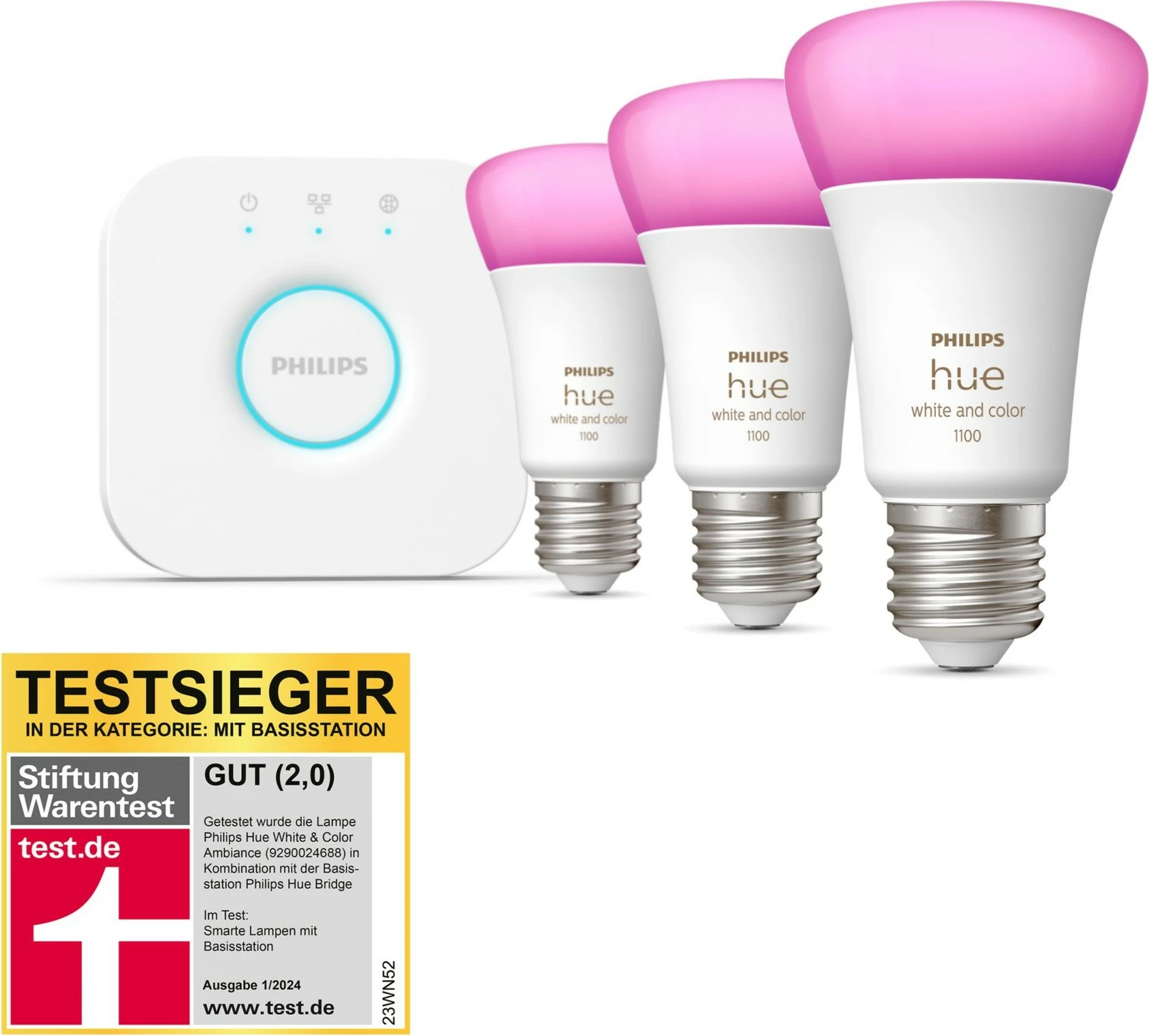 Dritë e mençur Philips Hue White and colour ambience Starter kit E27, Bluetooth/Zigbee, Bardhë
