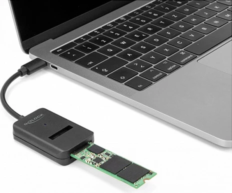 Konvertues DeLOCK Combo për SSD M.2 NVMe/SATA në USB-C 10Gbps, i zi
