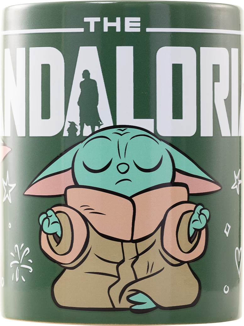 Mug Pyramid International The Mandalorian Grogu Fuzzy 440 ml, mbulesë e butë e heqshme, jeshile