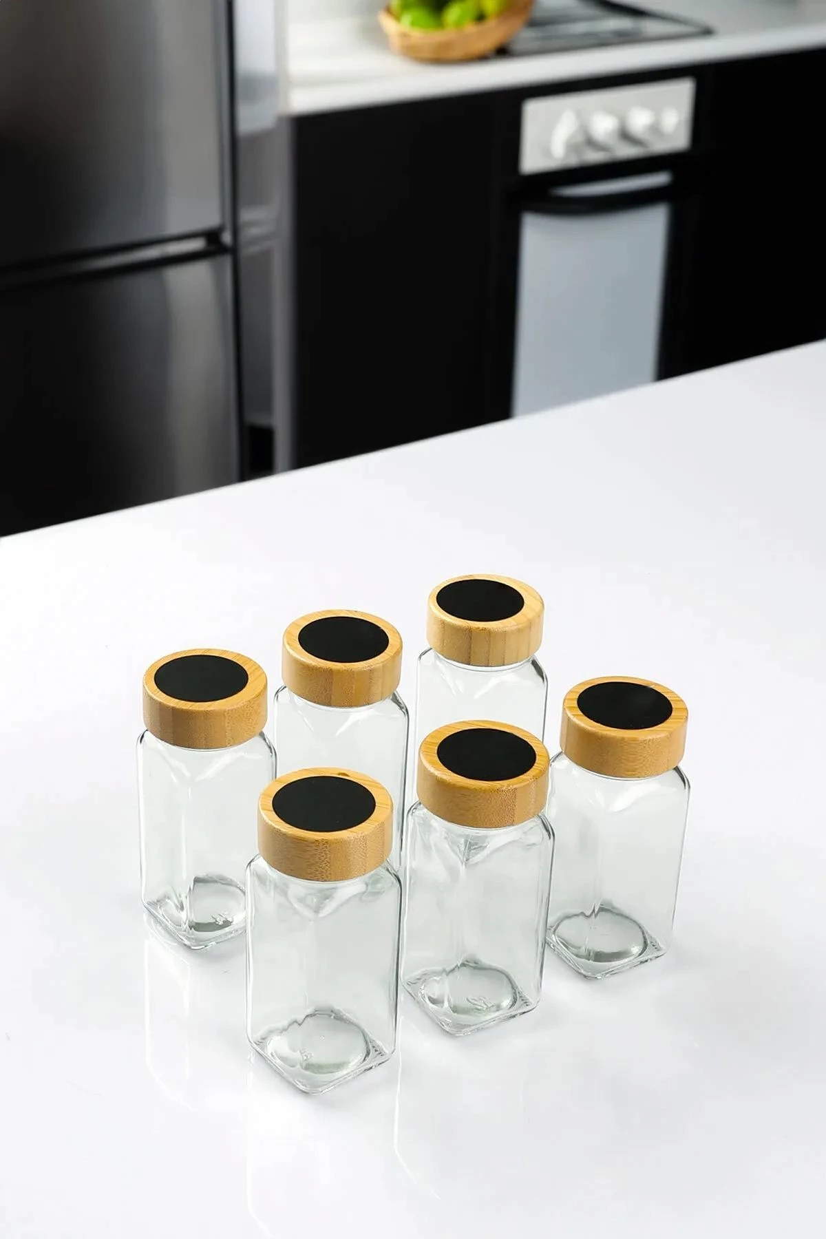 Set kavanozash prej xhami (6 copë), Hermia Concept, Bade-6Lıkarebaharat