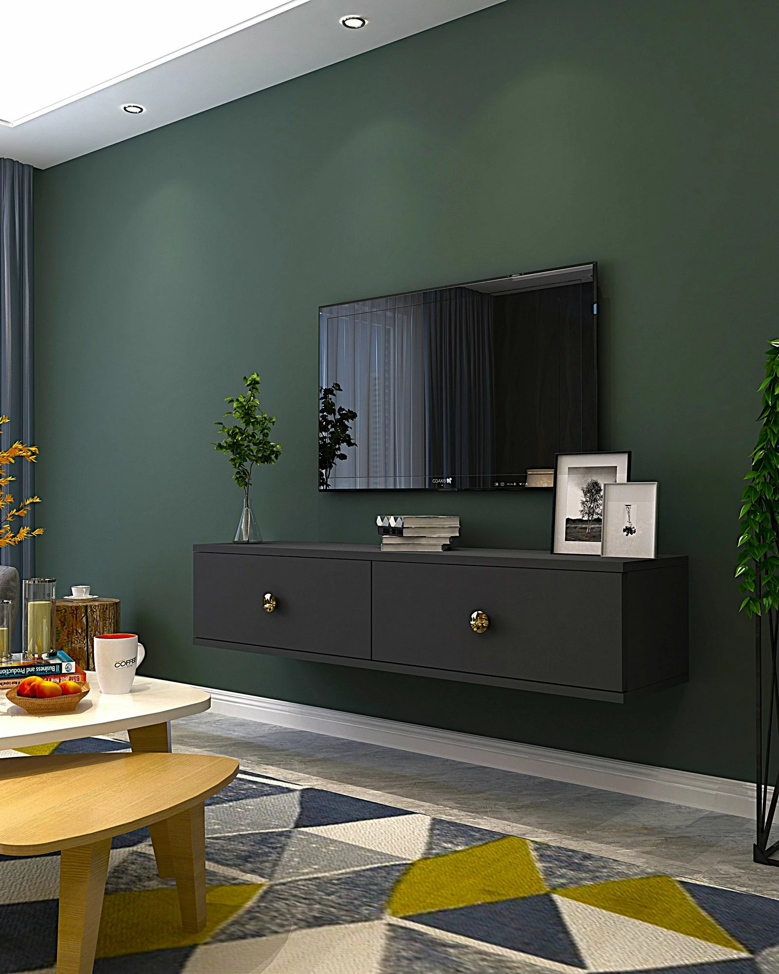 Komodë për TV, ngjyrë antracit dhe ari, Skye Decor Zuzu 120