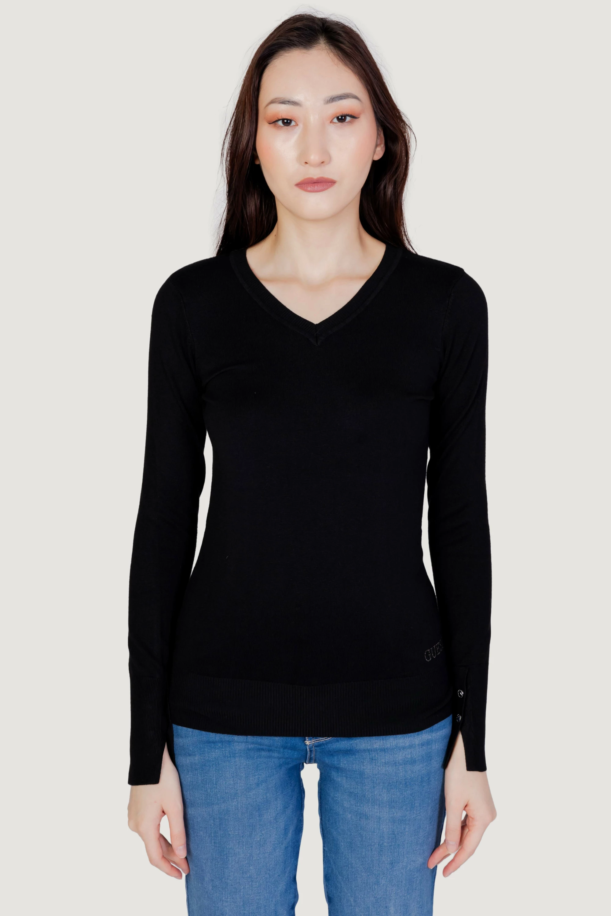 Xhemper për femra Guess GENA VN LS W2YR31Z2V62, i zi [Madhësia: XS]