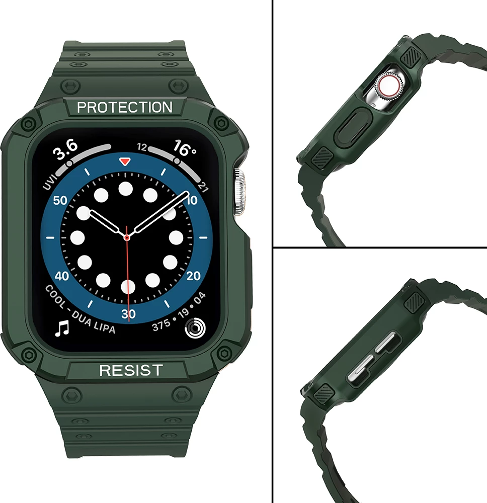 Rrip me kasë mbrojtëse për Apple Watch Hurtel Protect Strap Band, 45/44/42mm, e gjelbër