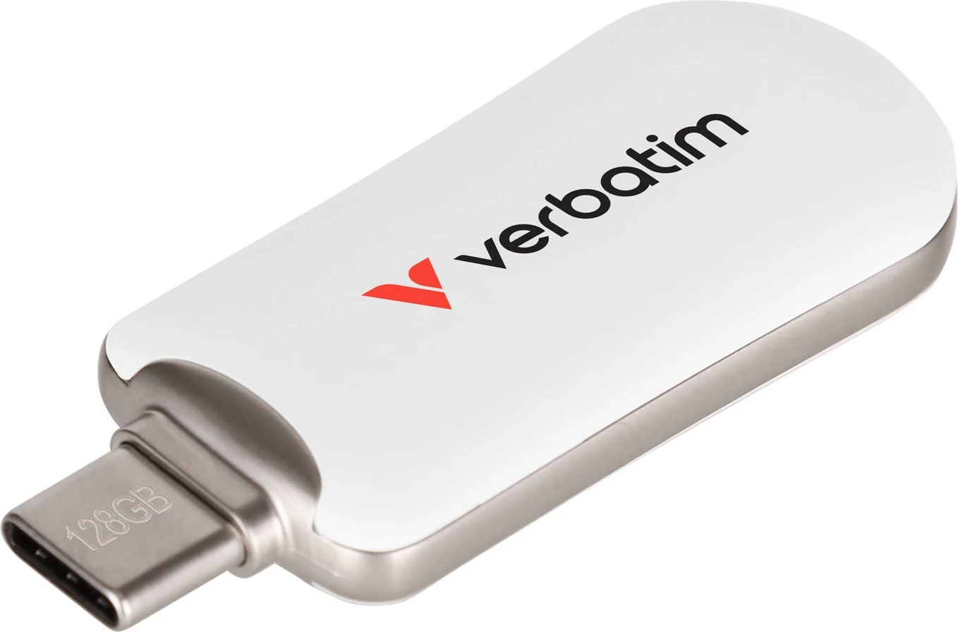 USB Verbatim Plectra 128GB, USB Type-C, i bardhë