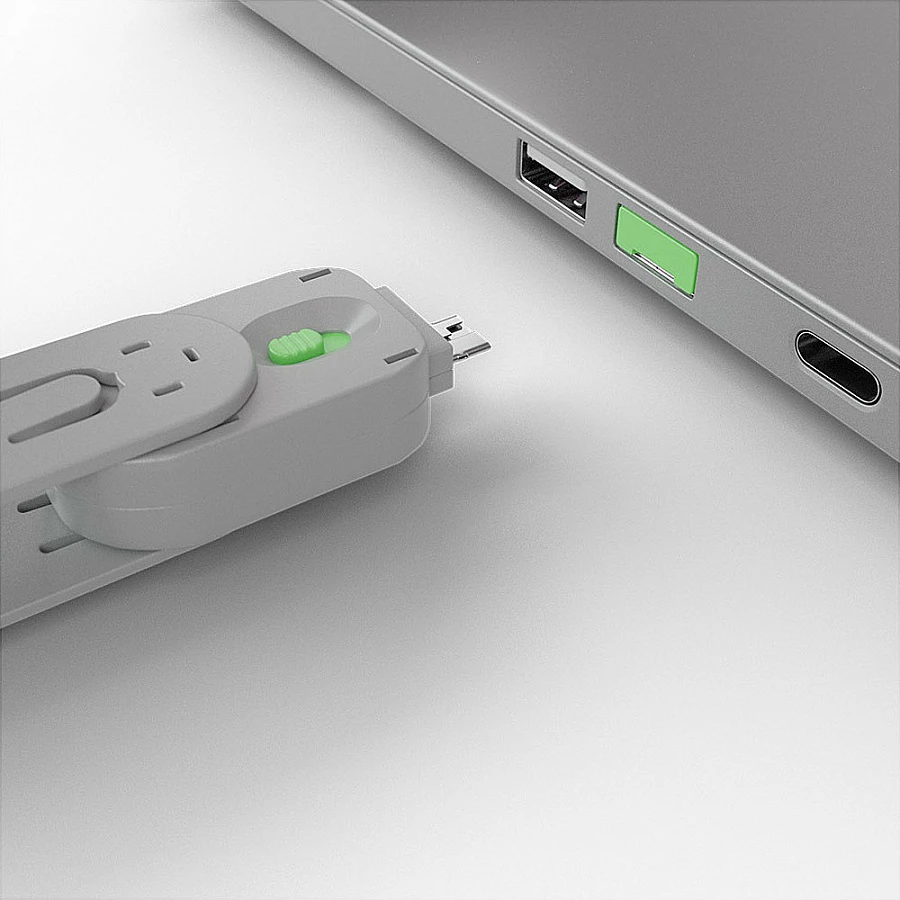 Bllokues porte USB-A LINDY, set 4 bllokues + çelës, i gjelbër