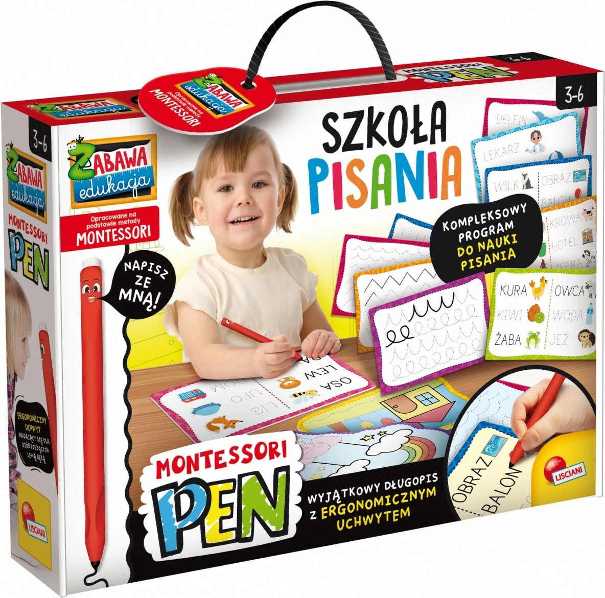 set edukativ shkrimi, Lisciani 304-PL97081, stilolaps ergonomik, 18 tabela, 3+