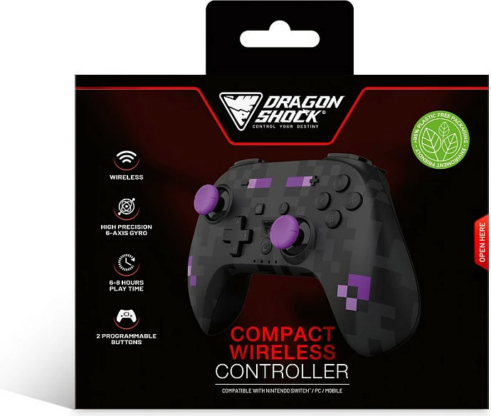 Gamepad DragonShock PopTop Black Cube, wireless Bluetooth, për Nintendo Switch dhe PC, zi/vjollcë