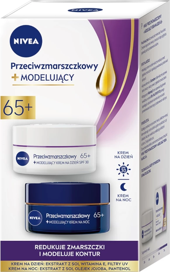 Krem fytyre ditë dhe natë për femra Nivea Anti-Wrinkle + Lifting 65+, 2x50ml