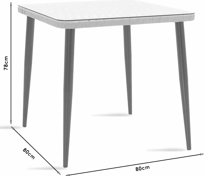 Tavolinë me karrige Naoki V set prej 5 copash rattan pe ngjyrë natyrale dhe metal i zi 80x80x78cm