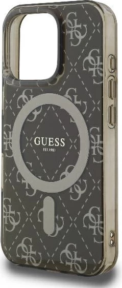 Mbështjellës Guess IML 4G Background MagSafe për iPhone 16 Pro Max, Kafe
