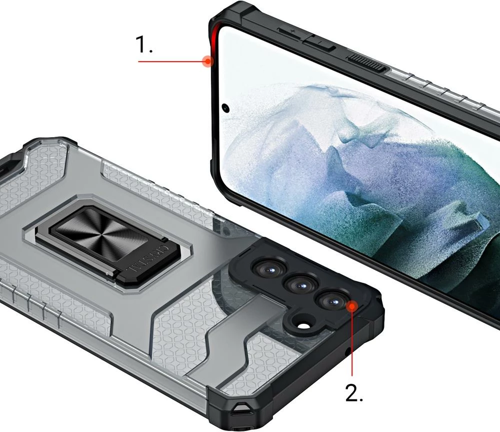 Mbështjellës Hurtel Crystal Ring Case për Samsung Galaxy S22+, me mbajtëse magnetike, Jeshil