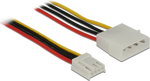 Kabllo rryme DeLOCK, 4-pin Molex mashkull në 4-pin Floppy femër, 0.4 m, shumëngjyrëshe