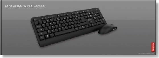 Set tastierë + maus Lenovo 160 Combo (GX31L52655), USB me kabllo 1.5 m, layout US, 1600 DPI, i zi