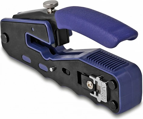 Vegël krimpimi DeLOCK 90577 për RJ-45, me prerës/zhveshës, zi/blu