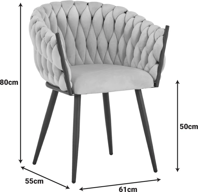 Karrige me krahë Vivian, kadife e verdhë, këmbë metalike të zeza, set prej 2 copash, 61x55x80cm