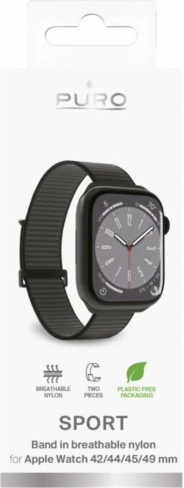 Rrip sportiv najloni për Apple Watch Puro, i zi