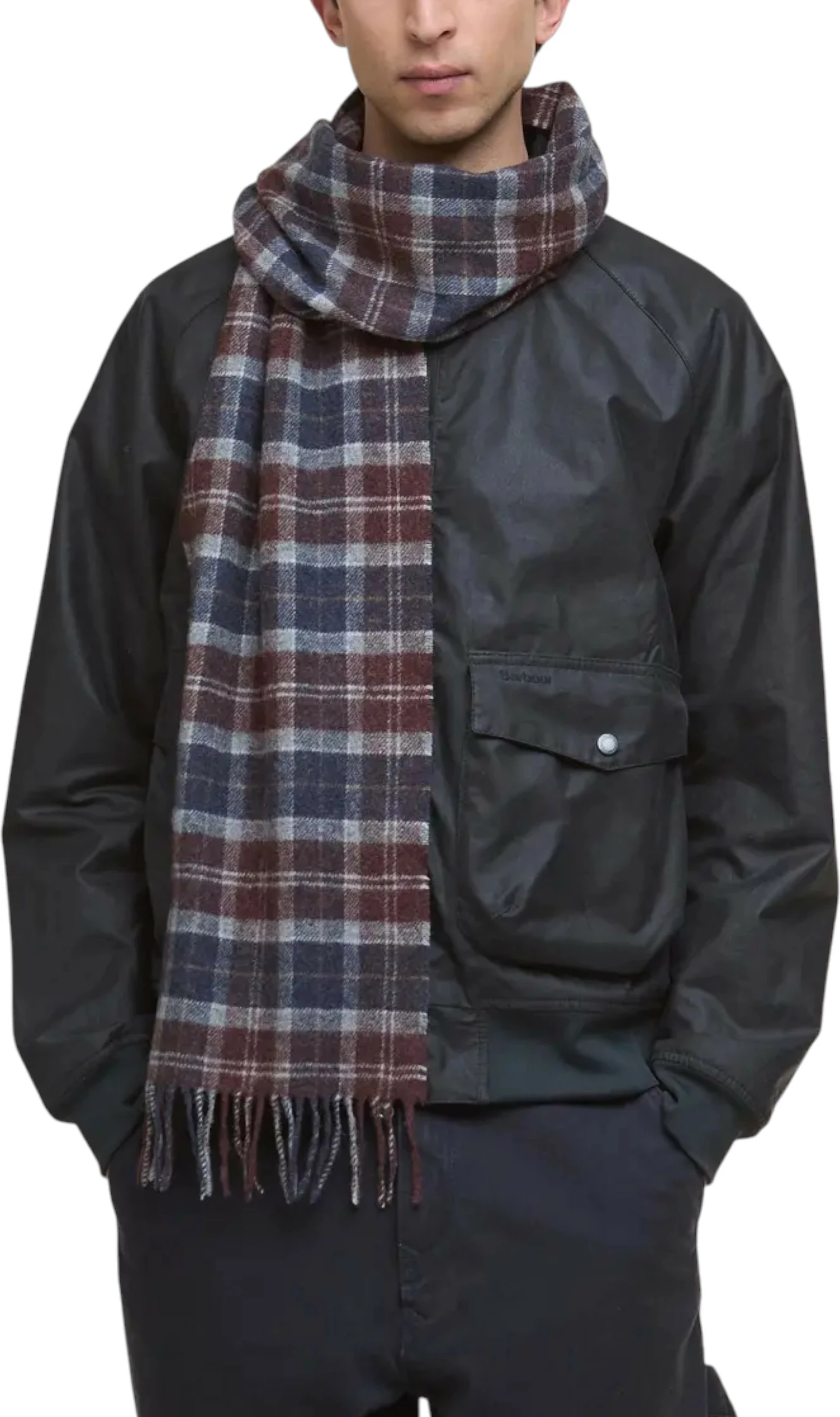 Shall për meshkuj Barbour Tartan Lambswool USC0001, kafe-blu