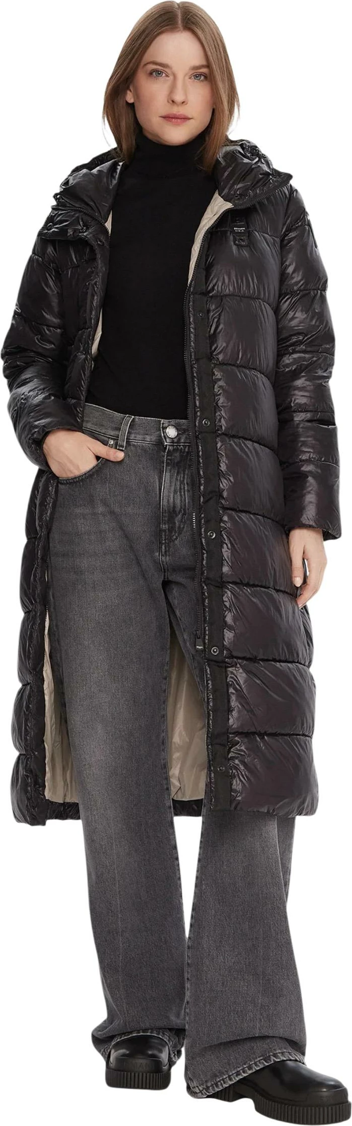 Pallto puf për femra Blauer Adelaide 26WBLDK02073, e zezë-bezhë