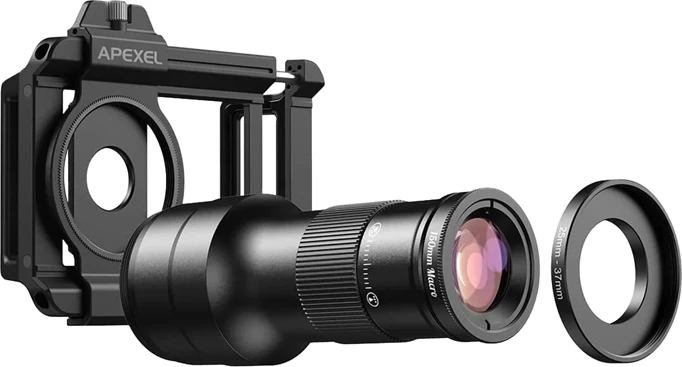 Set lentë telefoni Apexel APL-TM6 TeleMacro 2-in-1, 6x zoom optik, i zi