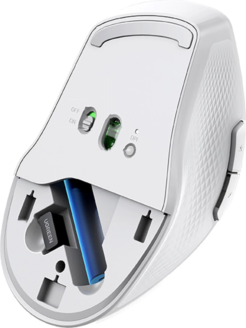 Maus wireless Ugreen MU101, Bluetooth/2.4 GHz, 5 butona, i bardhë