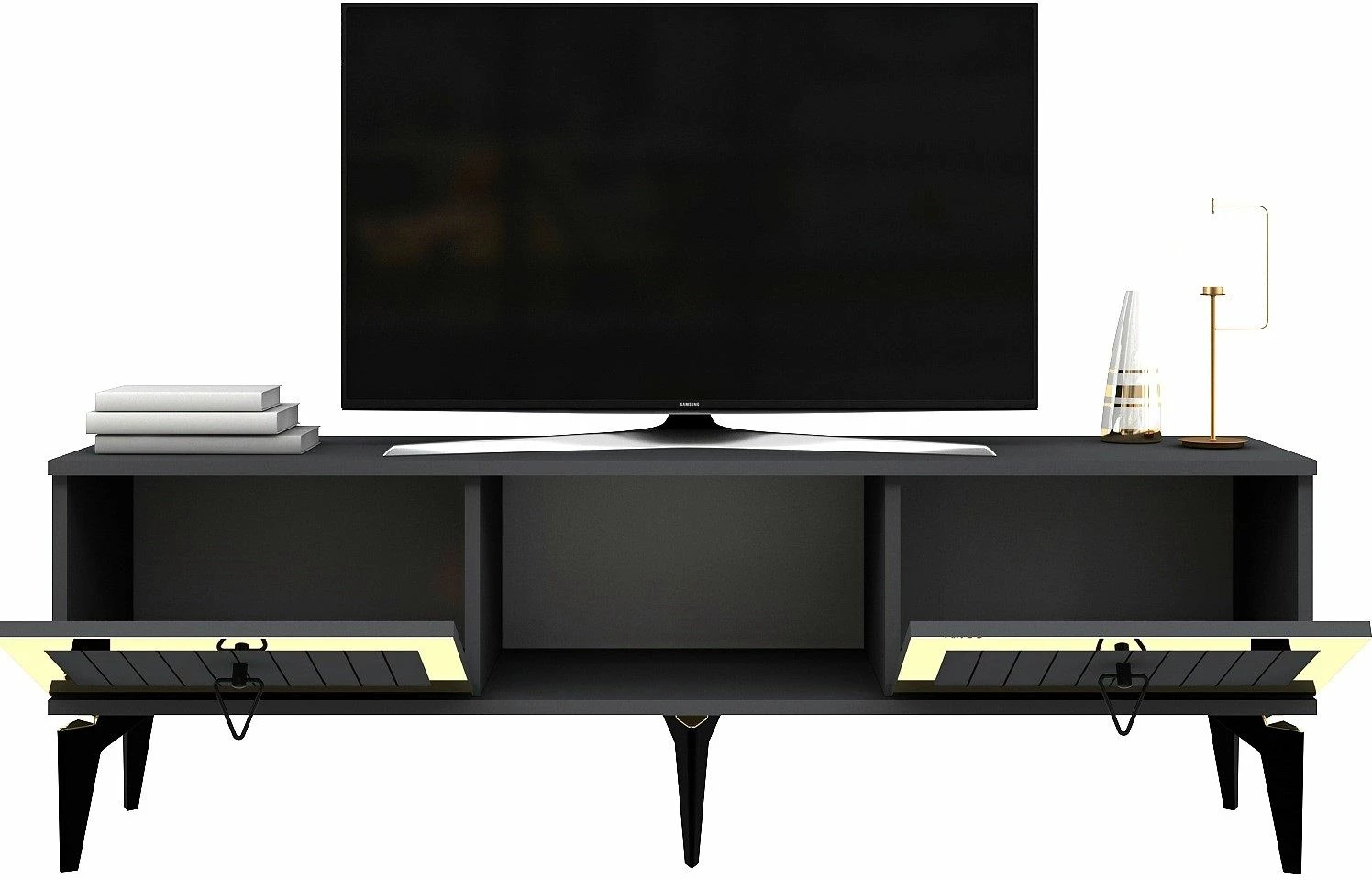 Komodë TV Skye Decor, Linda, antracit dhe ar