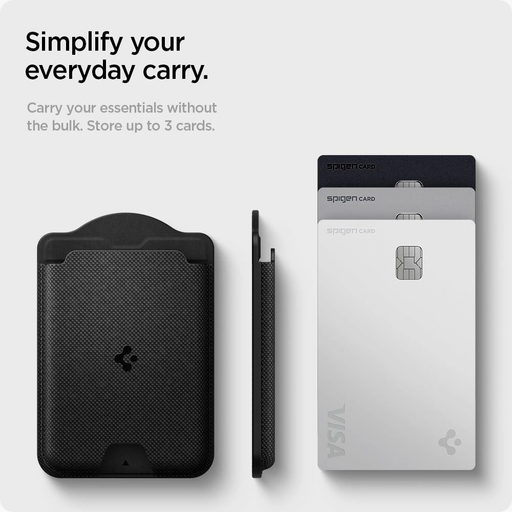 Portofol kartash magnetik për celular Spigen Urban Fit MagSafe, kapacitet deri 3 karta, i zi