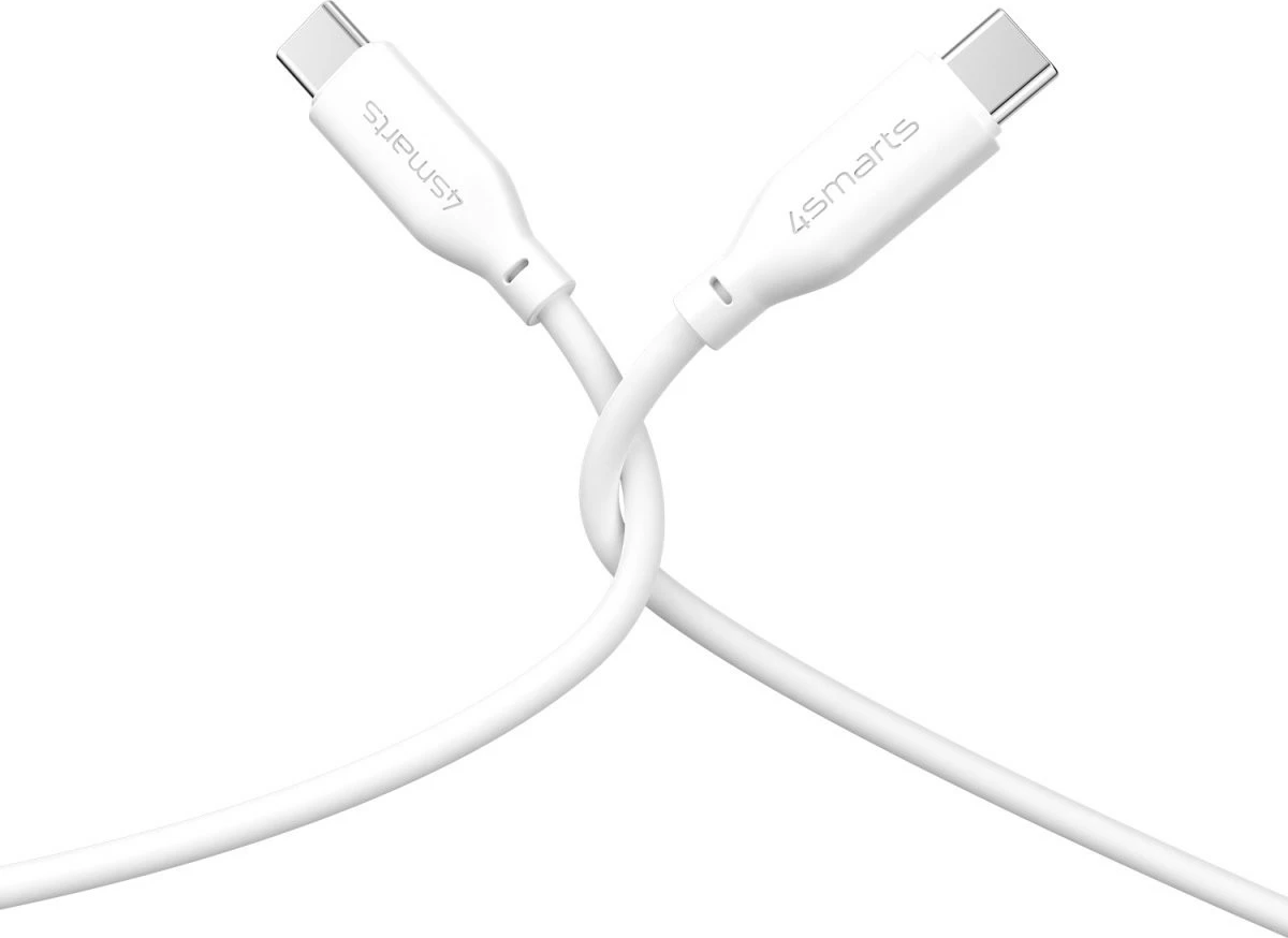 Kabëll USB C në USB C 4smarts 1.5m, Fast Charging, 60W, i bardhë
