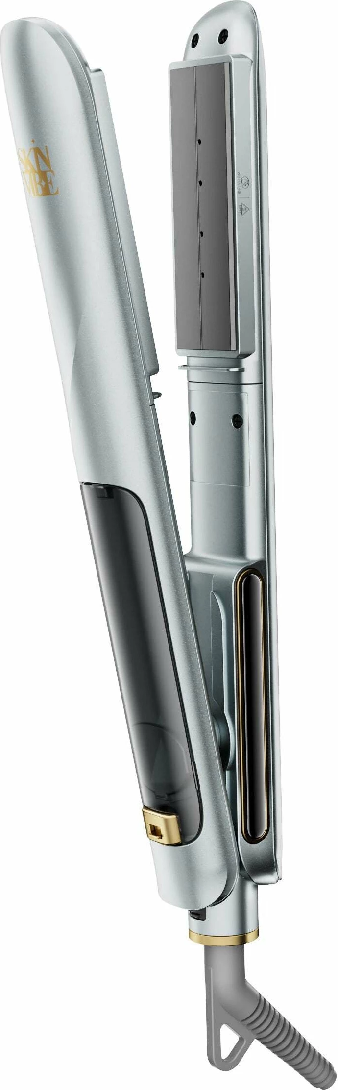 Hekur për drejtim flokësh SkinVibe Astra SteamPlasma SV-005SL 220°C pllaka qeramike avull + plazmë ekran LCD, argjendtë, me tapet silikoni