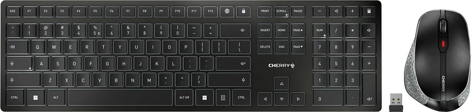 Set tastierë dhe maus wireless Cherry DW 9500 Slim, QWERTZ (Swiss), me numpad, e zezë