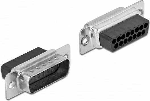 Adapter DeLOCK D-Sub 15-pin (male) në RJ45 (female), kit montimi, i zi