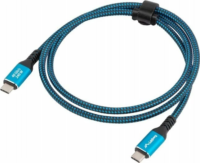 Kabllo USB-C në USB-C Lanberg CA-CMCM-45CU-0015-BK, USB4, 1.5 m, 40 Gb/s, 240W PD, 8K@60Hz, zi-blu