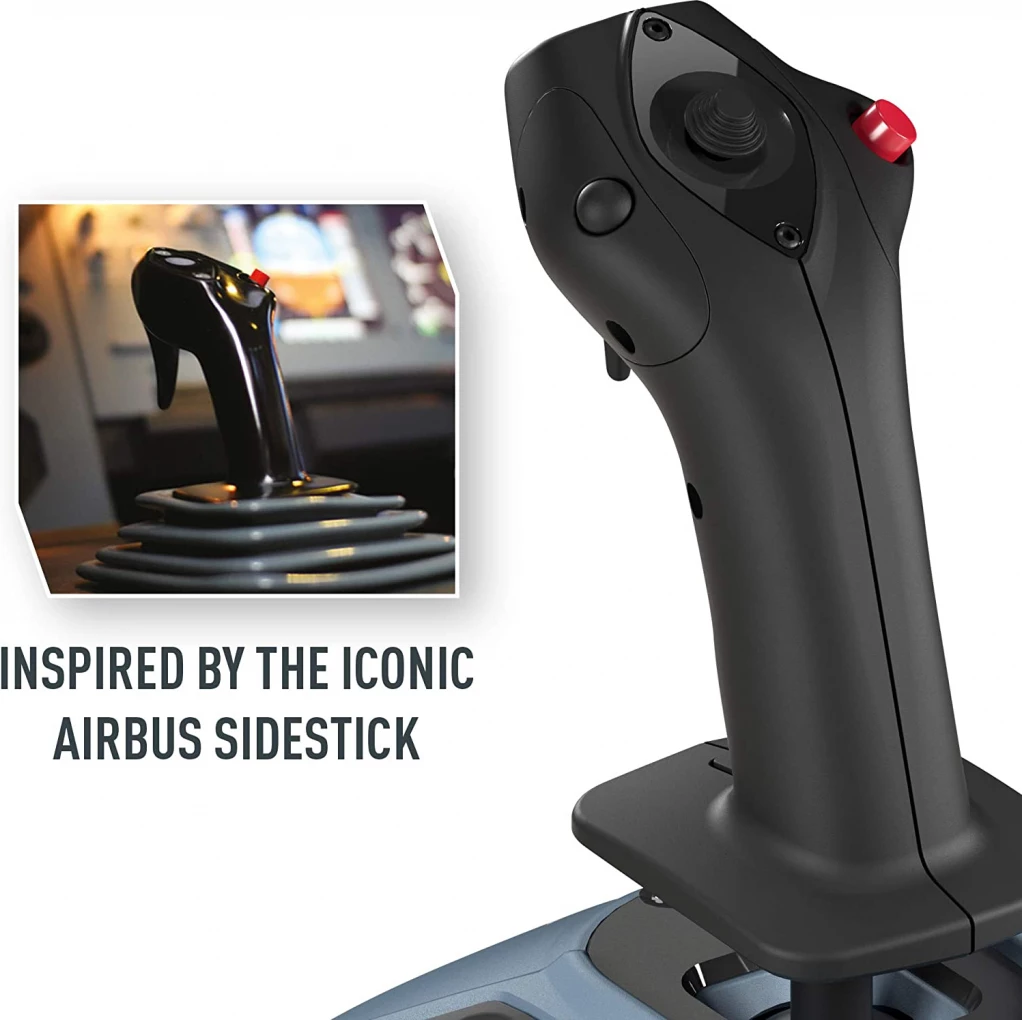 Set kontrolli fluturimi, Thrustmaster TCA Officer Pack Airbus Edition (A320), sidestick + throttle quadrant për PC/Windows, 2 pjesë, blu