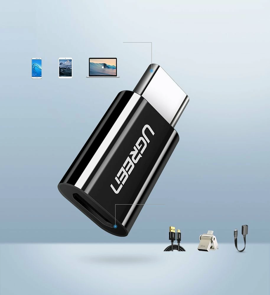 Adapter Ugreen micro USB në USB Type-C, i zi