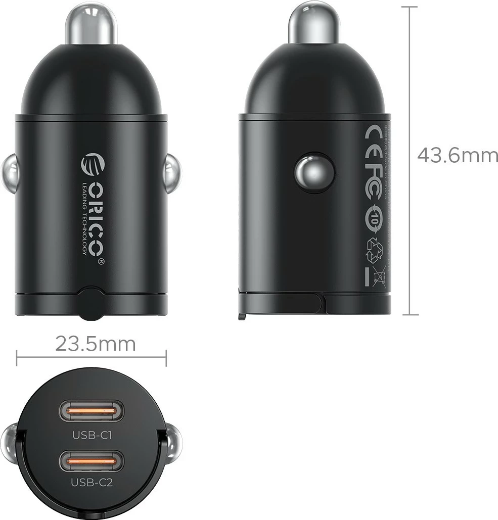 Karikues veture Orico 2x USB-C 30W zi