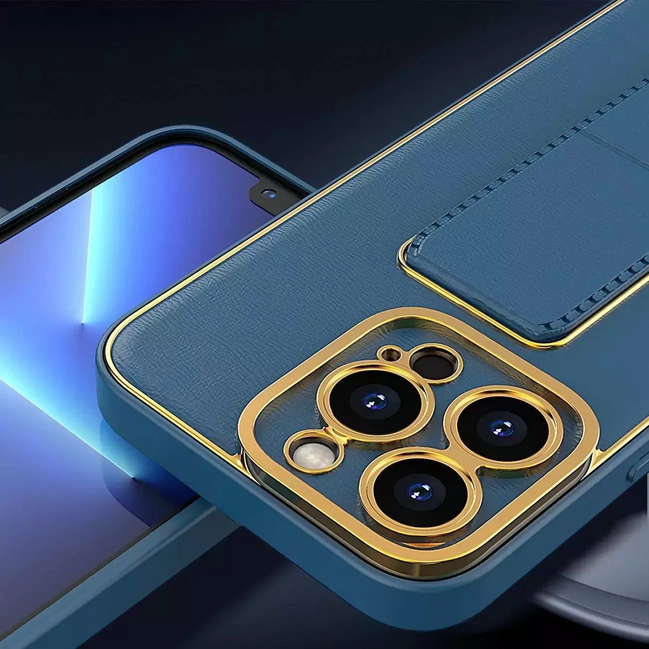 Mbështjellës 4kom.pl New Kickstand Case për Samsung Galaxy A12 5G, me mbajtëse, blu