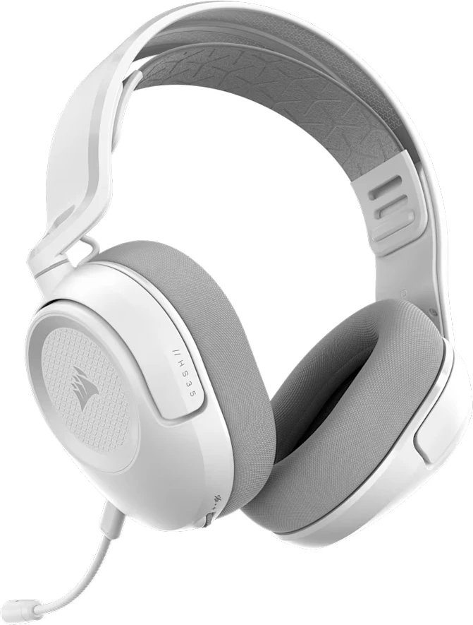 Kufje gaming CORSAIR HS35 V3, wireless 2.4GHz/Bluetooth, stereo, mikrofon i heqshëm, 30 orë bateri, të bardha