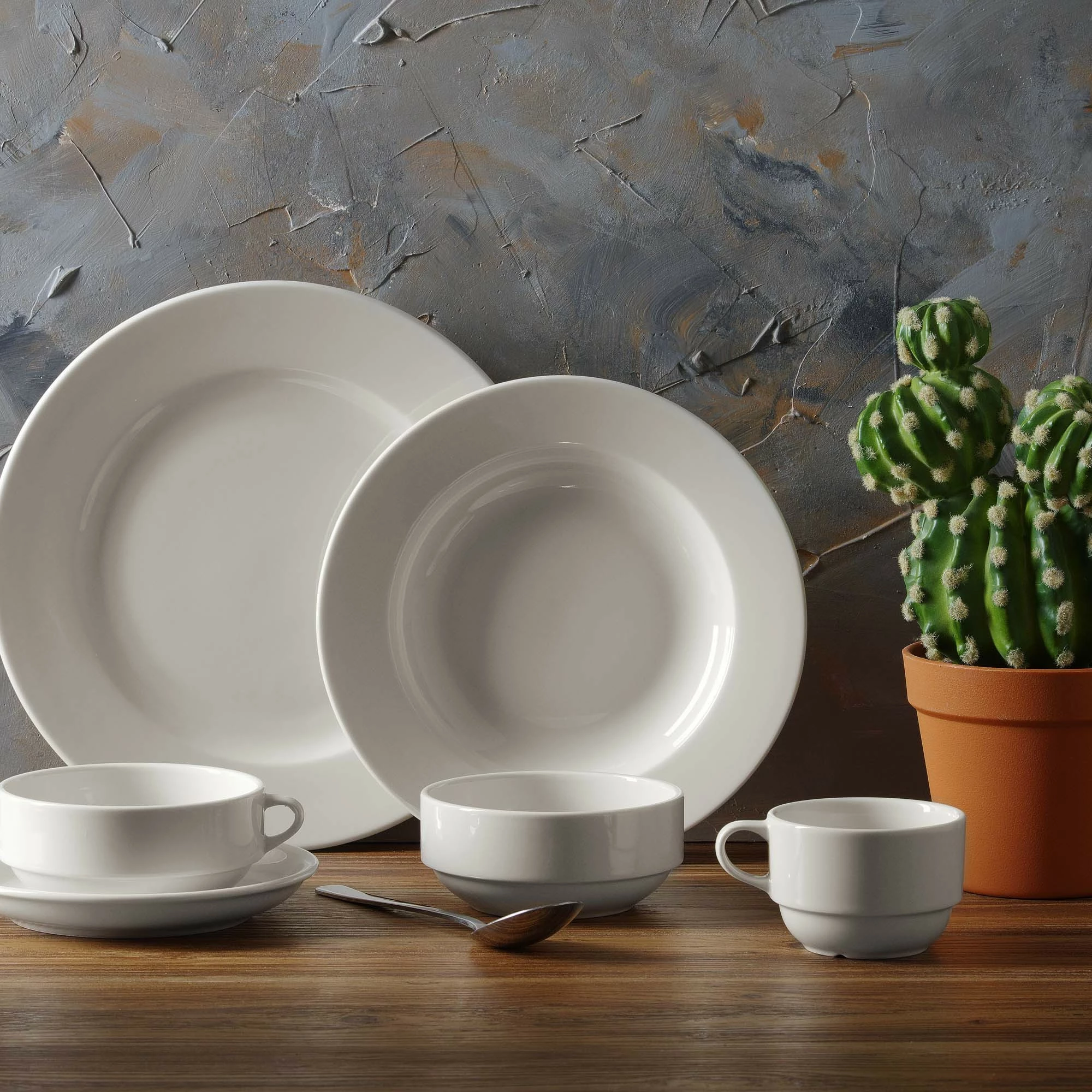 Tas porcelani Fine Dine Crema 380 ml Ø120 mm, krem, set 6 copë