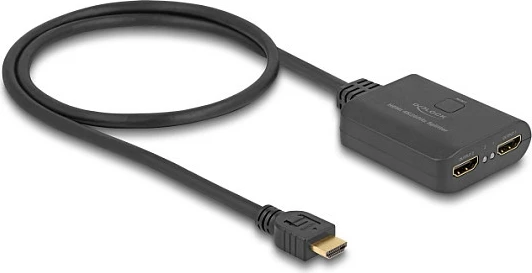 Splitter HDMI DeLOCK 1x HDMI në 2x HDMI, 4K 60Hz, me downscaler, i zi