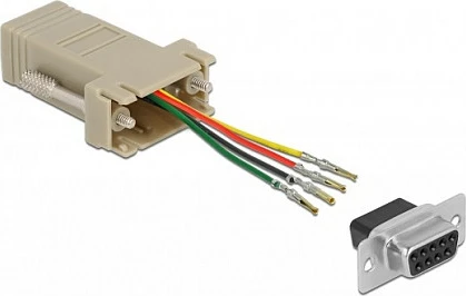 Adapter DeLOCK D-Sub 9-pin Female në RJ11/RJ14 Female, kit montimi, gri