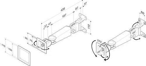 Mbajtëse muri për monitor ROLINE LCD, VESA 75x75/100x100, 6 kg, 4 nyje, e bardhë