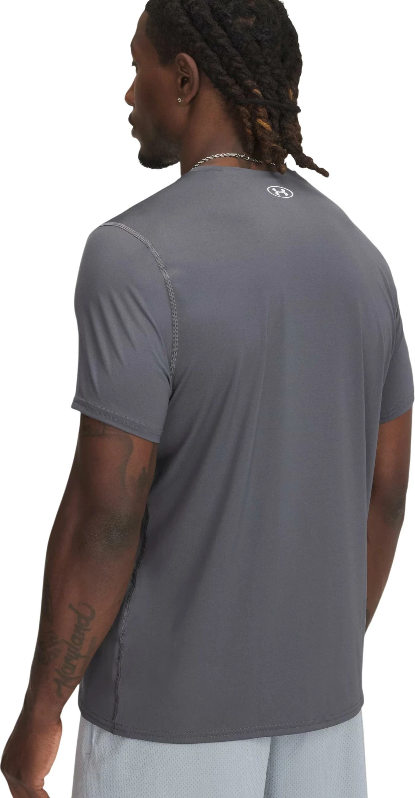 Maicë për meshkuj Under Armour HeatGear Fitted SS 6000939, gri-bardhë [Madhësia: XS]