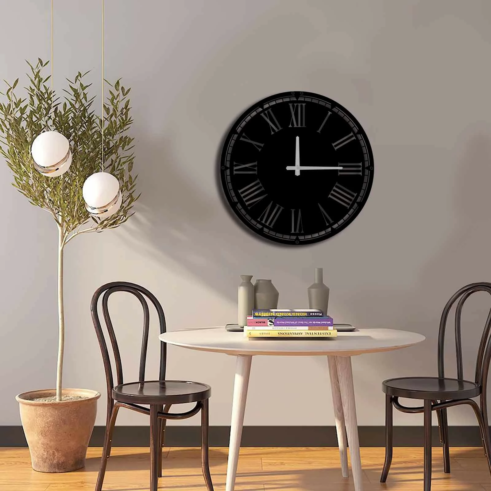 Orë muri dekorative metalike Wallity, MTS - 007, e zezë, 49x49cm