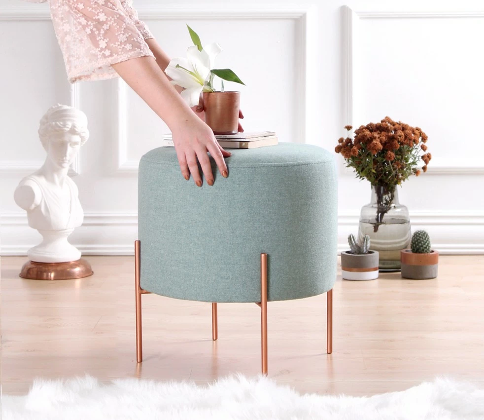 Puf Atelier del Sofa, ngjyrë jeshile deti, këmbë bakri, 43